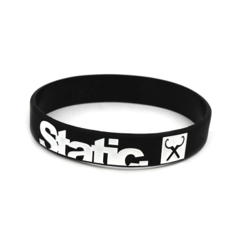 Opaska silikonowa z nadrukiem na rękę Static Czarna