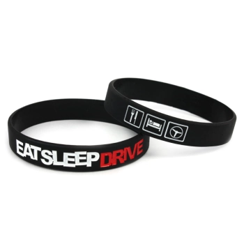 Opaska silikonowa z nadrukiem na rękę Eat Sleep Drive Czarna