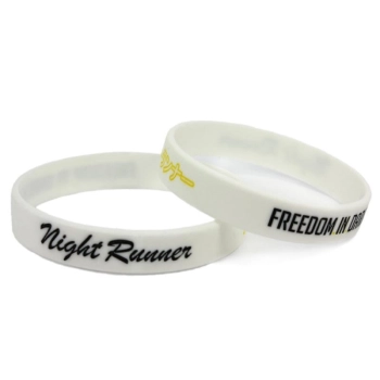 Opaska silikonowa z nadrukiem na rękę Night Runner Biała