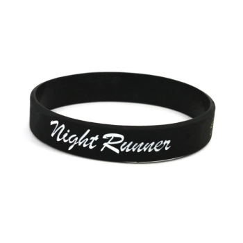 Opaska silikonowa z nadrukiem na rękę Night Runner Czarna