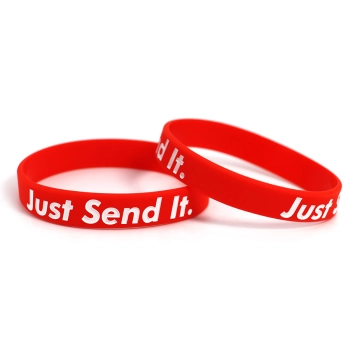 Opaska silikonowa z nadrukiem na rękę Just Send It Czerwona