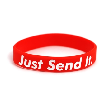 Opaska silikonowa z nadrukiem na rękę Just Send It Czerwona